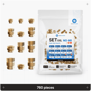 Heat Set Inserts - set XXL 760 pcs